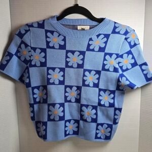 Debut Blue/Yellow Knit Sweater Size Small